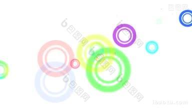 <strong>动态图</strong>形动画的随机彩色圆在白色背景高清晰度p和循环准备